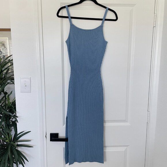 Ice Blue Ribbed Knit Sweater Dress – Size Small - Picture 3 of 9